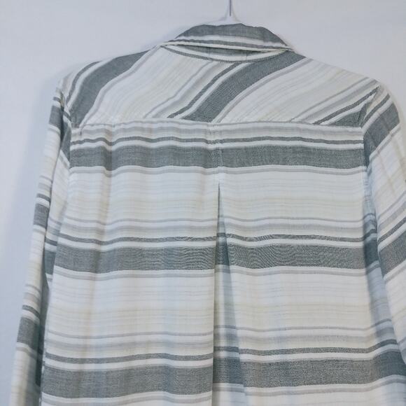Bella Dahl Cream Tan Stripe Button Up Size L - Picture 7 of 7